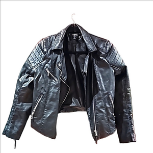 BOOHOO BIKER JACKET BLACK SIZE 8  NEW